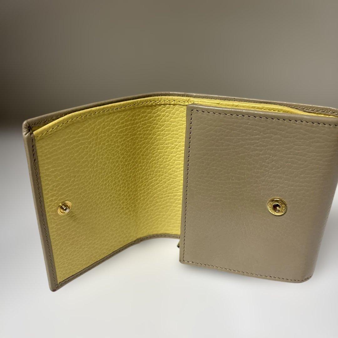美品✨グッチ◇バイカラー二つ折り財布　GGレザーベージュイエロー