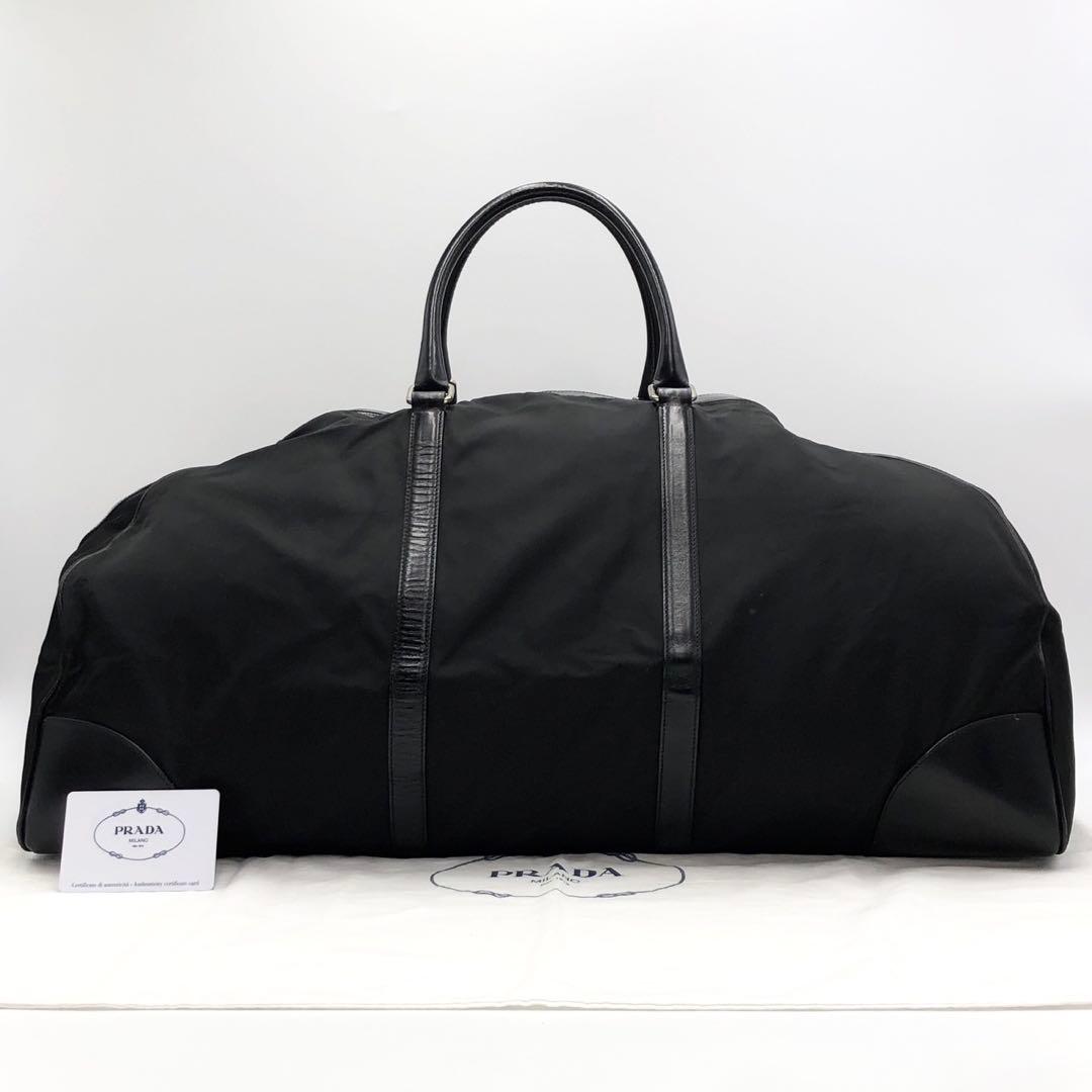 PRADA プラダ 大容量 ボストンバッグ ナイロン レザー 黒