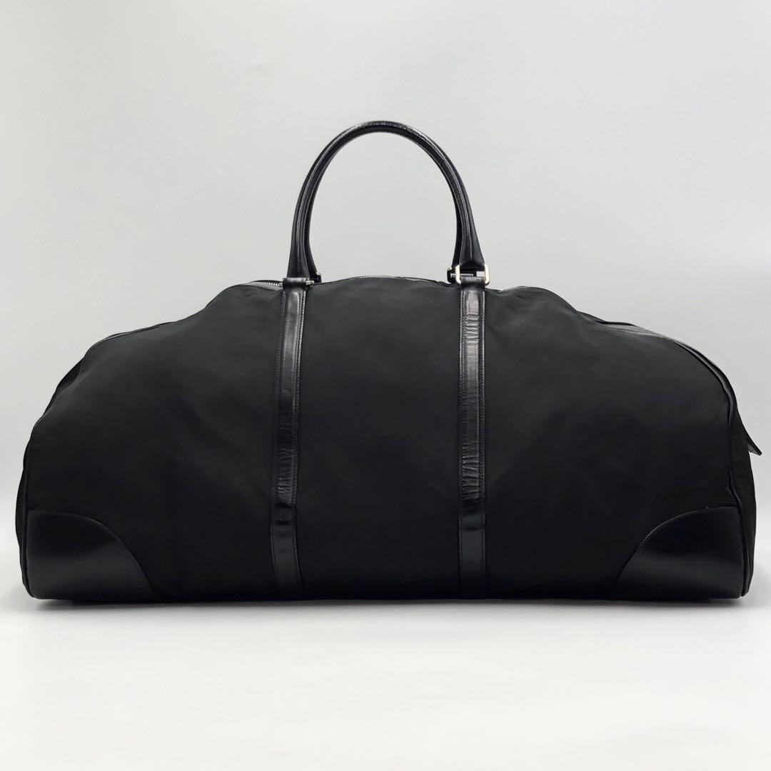 PRADA プラダ 大容量 ボストンバッグ ナイロン レザー 黒