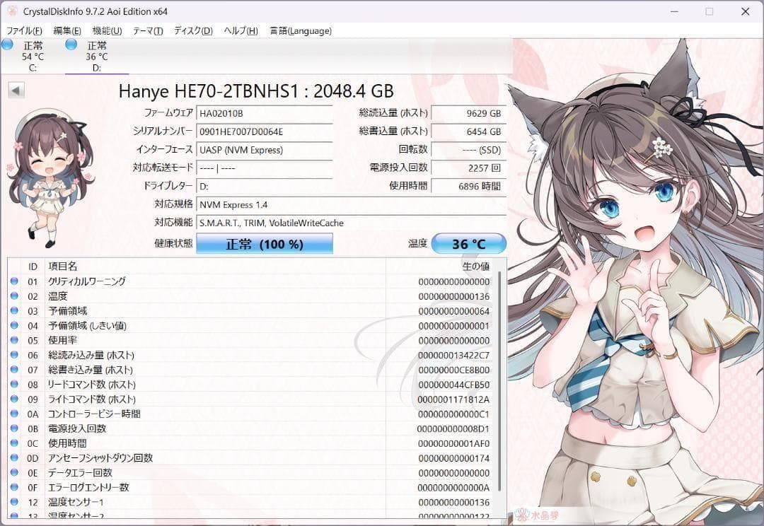 【NVMe】Hanye HE70 2TB M.2 SSD。