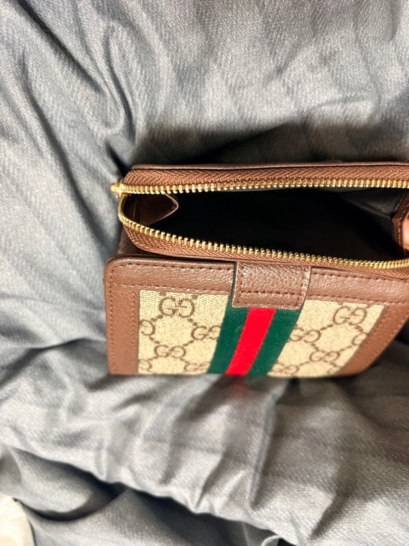 GUCCI 折り財布 シェリーライン ブラウン