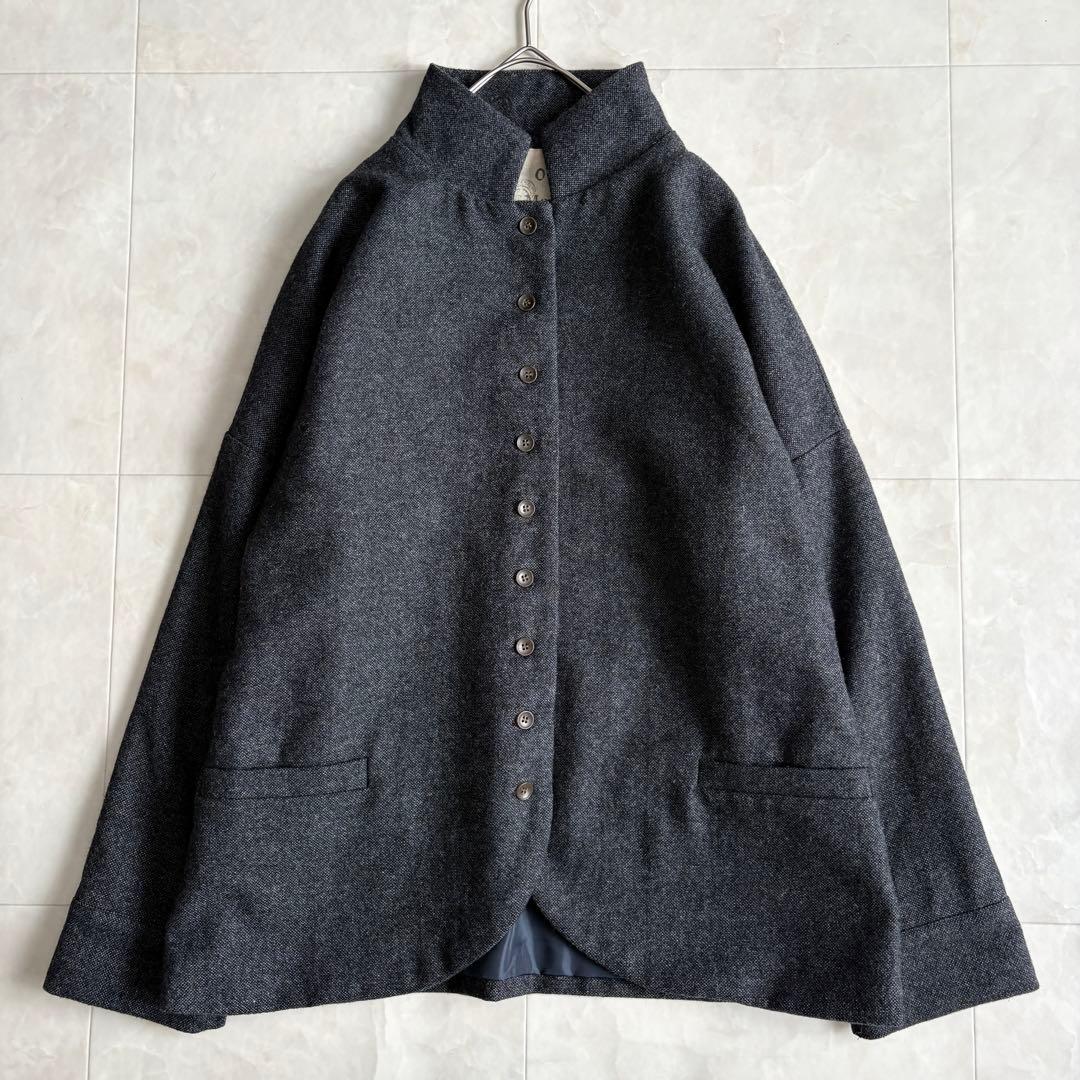 美品✨ 08Mab ウール混スタンドカラージャケット チャコール ショート F