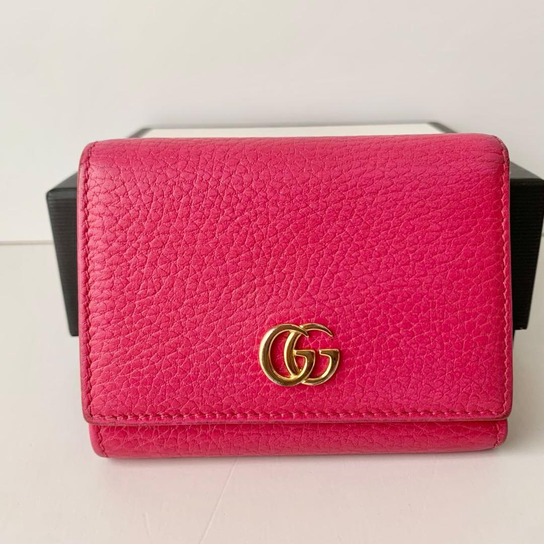 【GUCCI】グッチ　三つ折り財布　コンパクトウォレット　GGマーモント