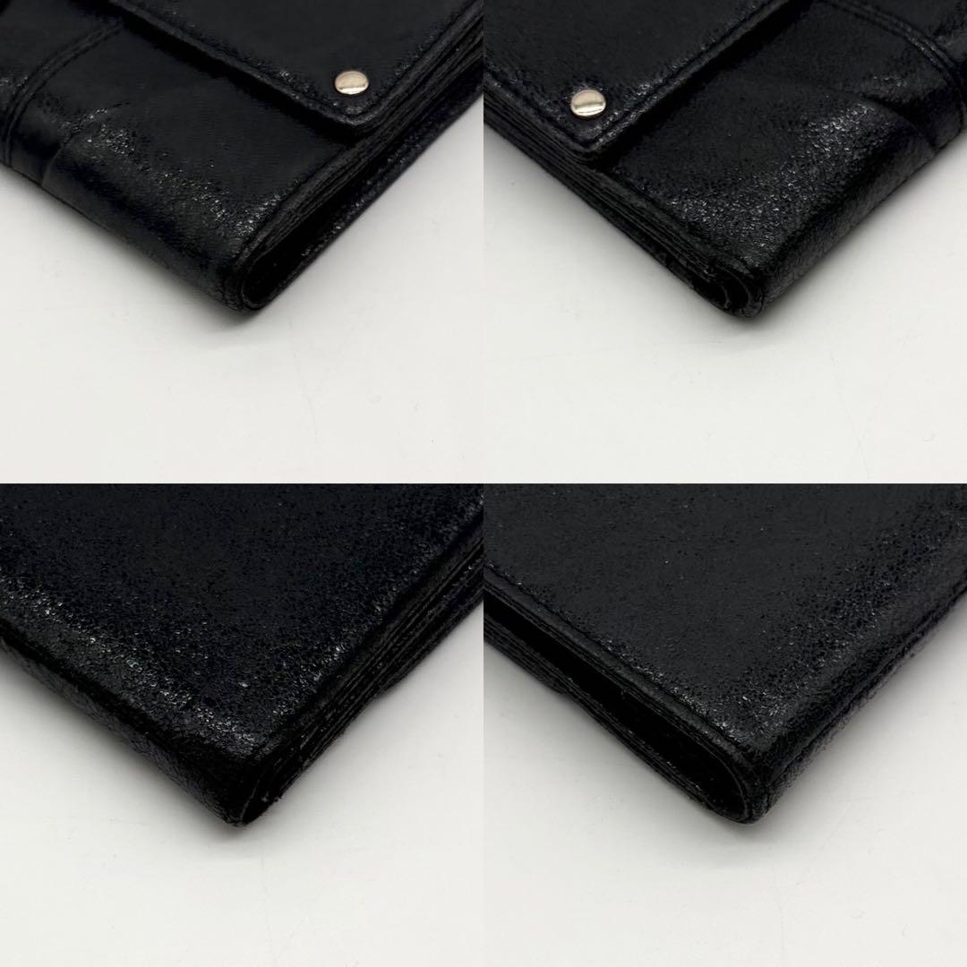【美品】 GIVENCHY レザー 2つ折り財布 がま口 ロゴ金具 ブラック