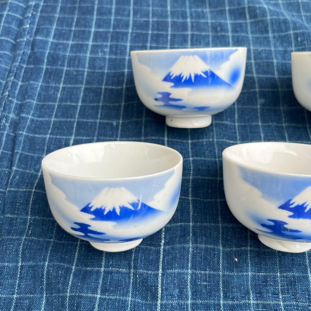 統制陶器　富士山② ふじさん湯呑み　五個セット