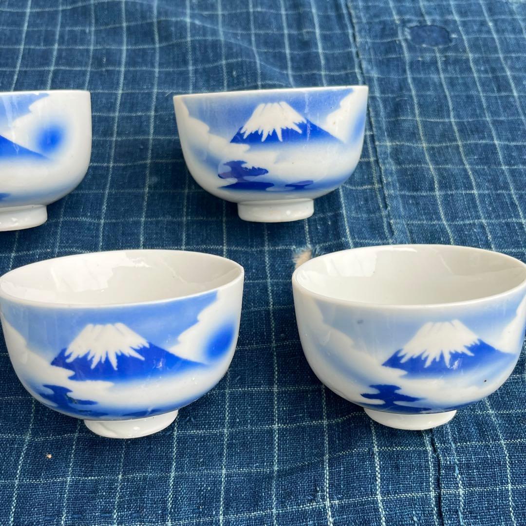 統制陶器　富士山② ふじさん湯呑み　五個セット