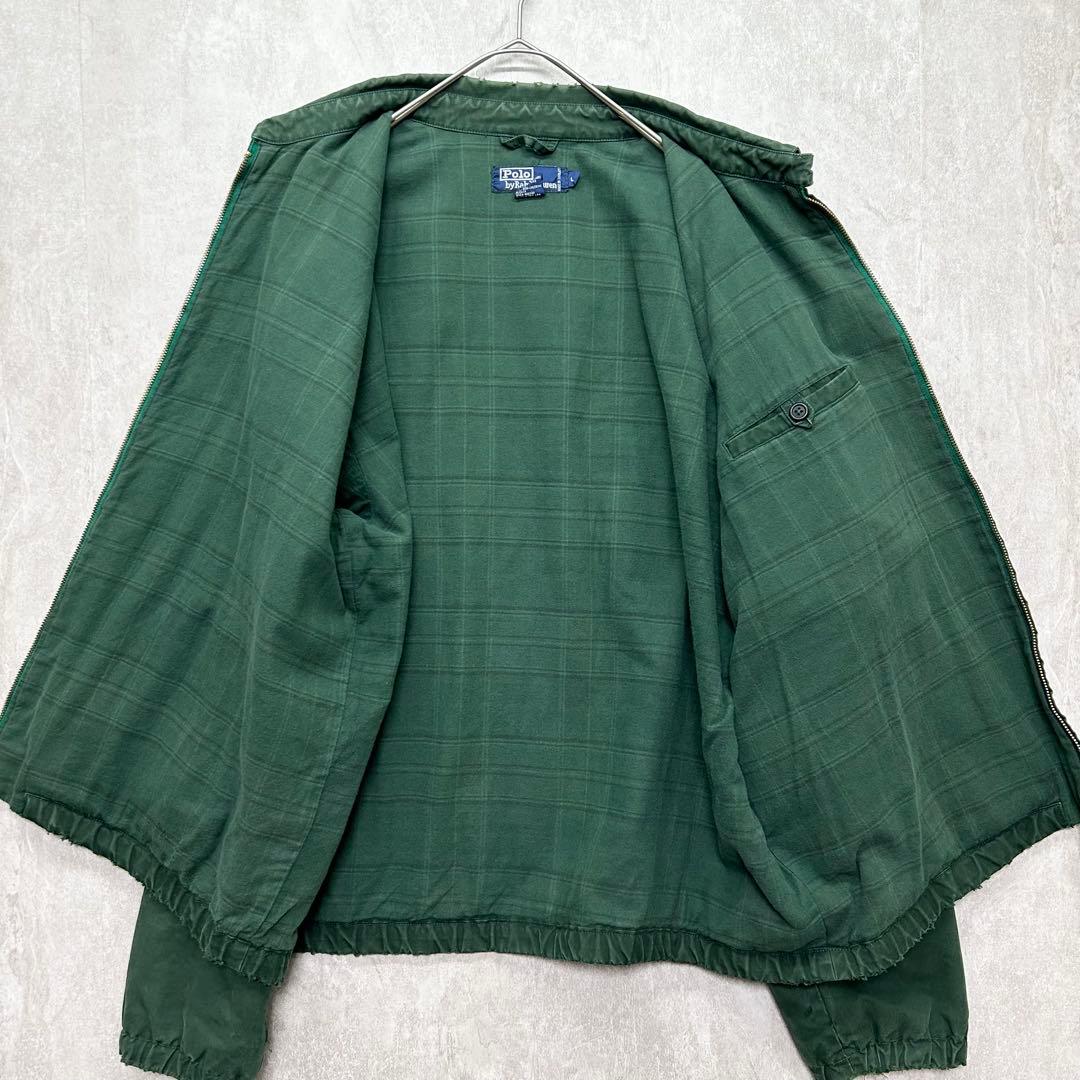 【雰囲気抜群】ラルフローレン スウィングトップ L ボロ 襤褸 グランジ 緑