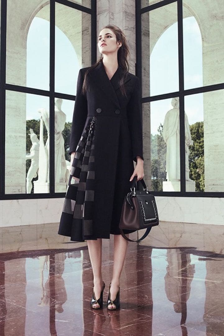 FENDI カシミヤ混ロングダブルコート ペカン柄 ランウェイコレクション 44