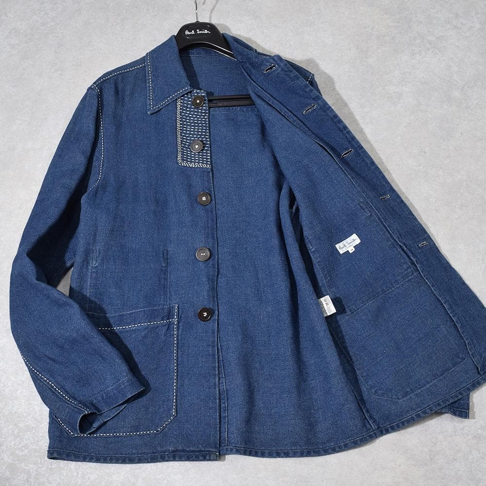 初期 90s ポールスミス 麻デニム 刺し子 リネン カバーオール インディゴ