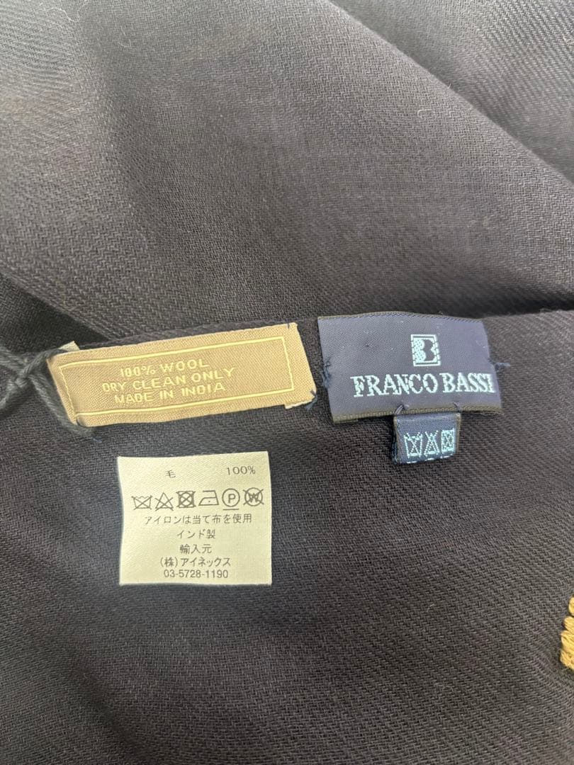 【FRANCO BASSI】新品！スカーフ　ストール　花　刺繍　ネイビー