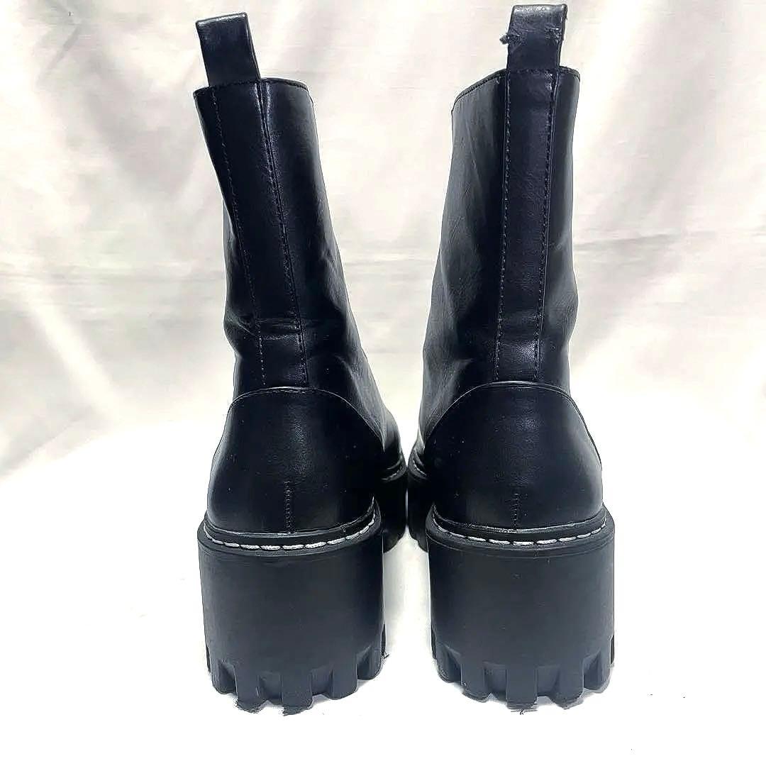 ☆ZARA ザラ フロントジップ 厚底 レザーブーツ ブラック 23.5cm