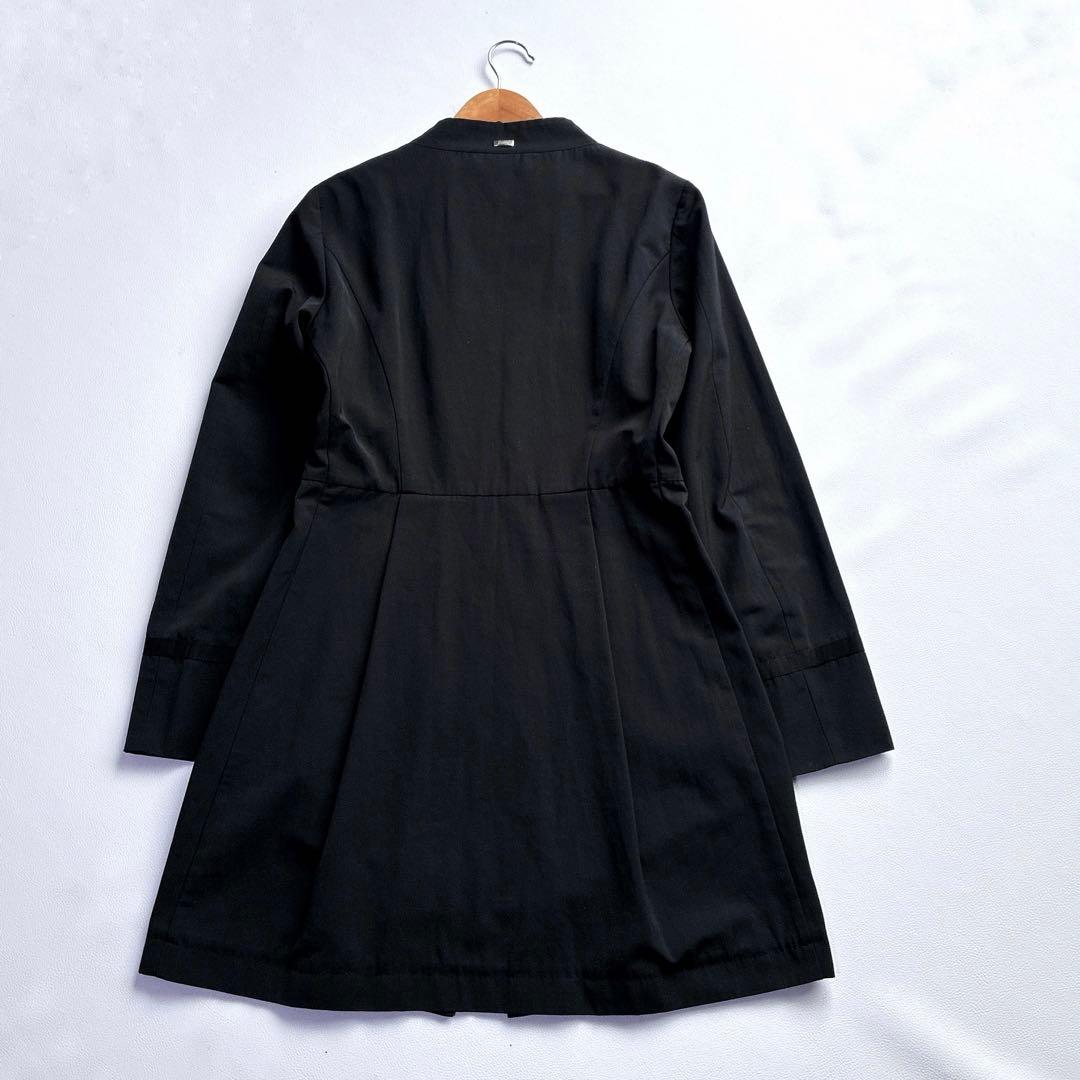 美品 HERNO ヘルノ ノーカラーコート スプリングコート 40 ブラック 黒