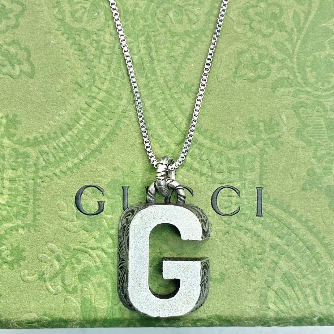 【希少】グッチ　イニシャル　G　ネックレス　アルファベット　シルバー