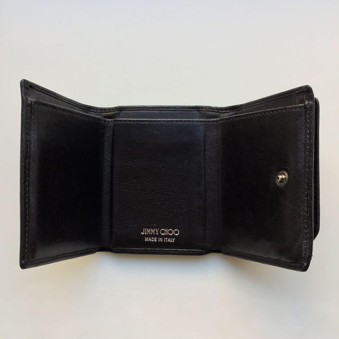 JIMMY CHOO ブラック 三つ折り財布 スタッズ／カーフ ジミーチュウ