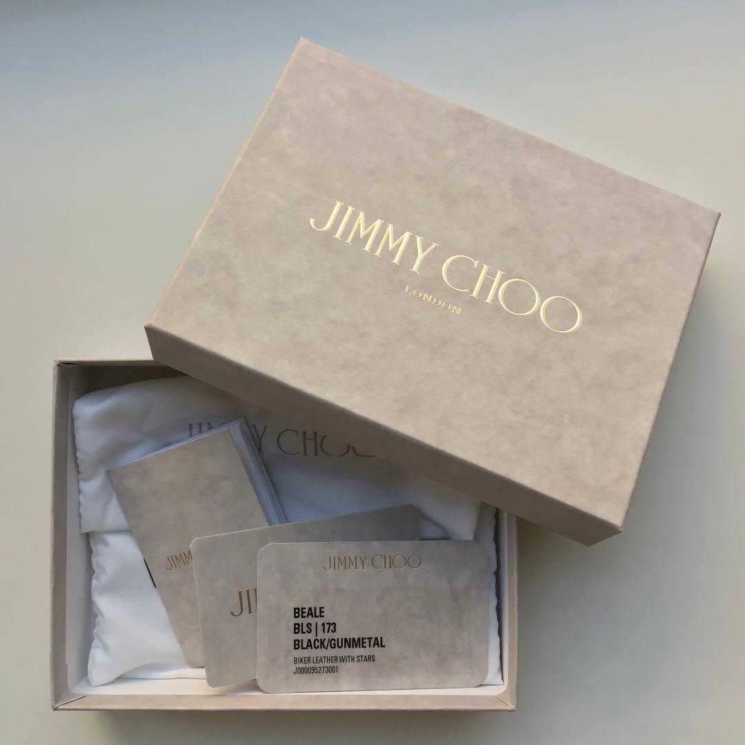 JIMMY CHOO ブラック 三つ折り財布 スタッズ／カーフ ジミーチュウ