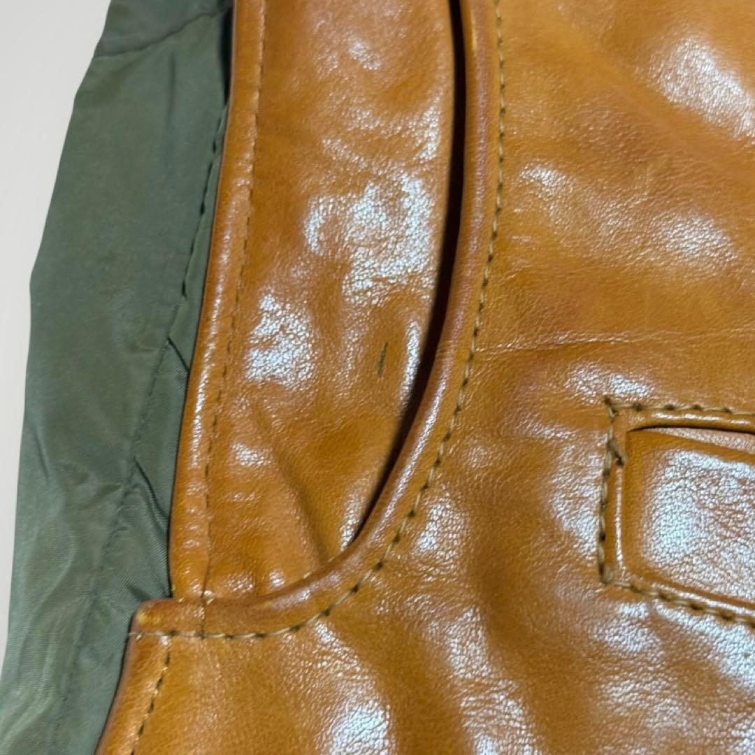 Schott レザー×ムートン ダウンベスト 70年代 80年代 ビンテージ