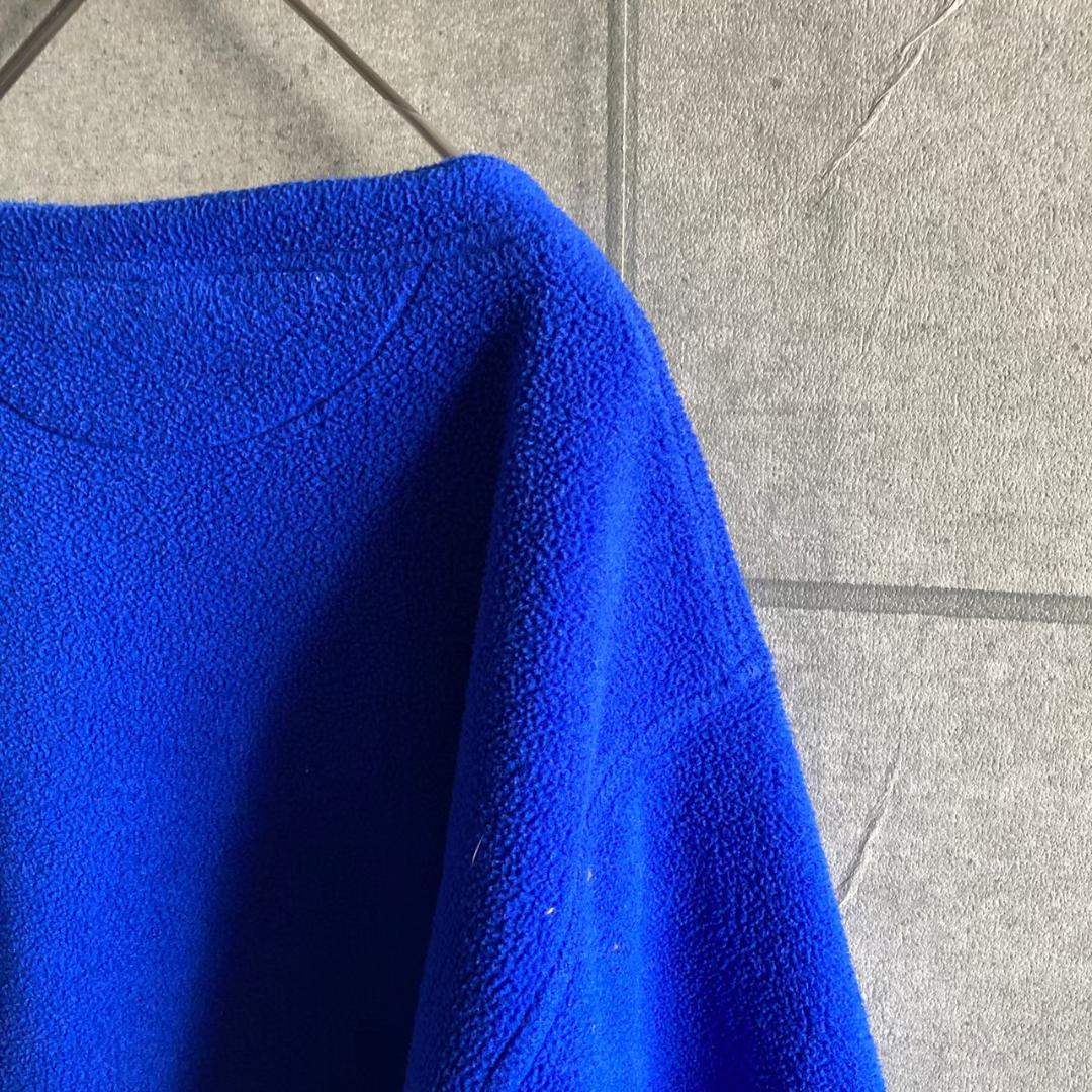 90s USA製 LANDS'END ヘンリーネック フリース 青 W151