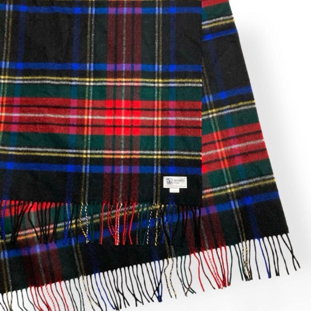 美品★ジョンストンズ オブ エルガン ストール カシミヤ チェック柄 大判サイズ