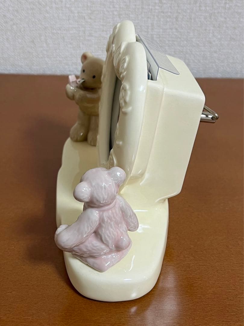 くまさんの写真立て付き Timney陶器オルゴール (曲：星に願いを)