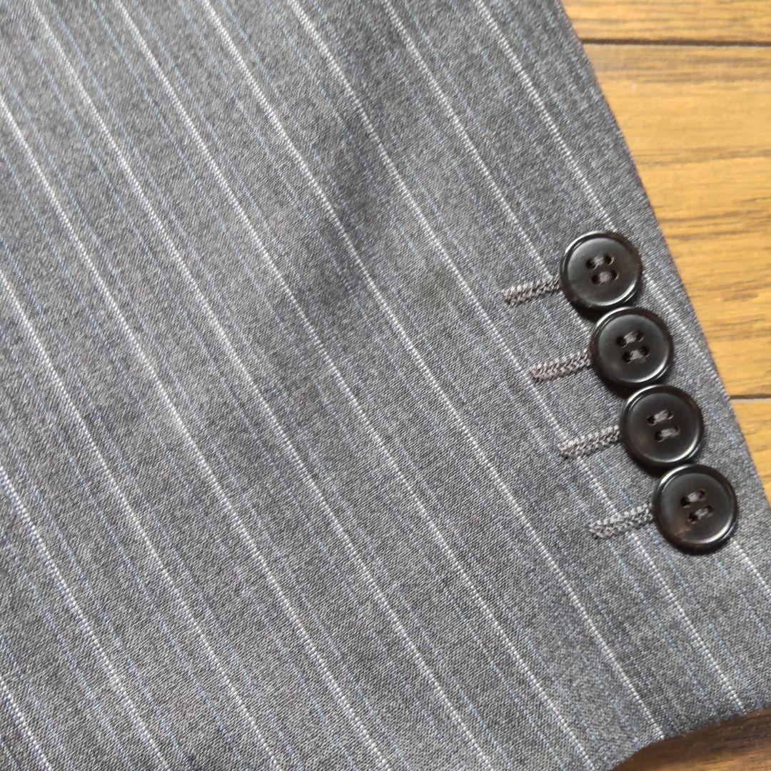 セール！【美品・訳有】【ランバン】スーツ 上下 【日本製】グレー 縦縞