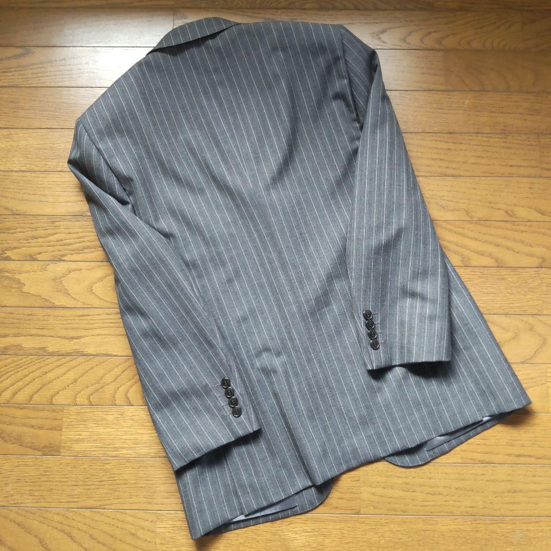セール！【美品・訳有】【ランバン】スーツ 上下 【日本製】グレー 縦縞