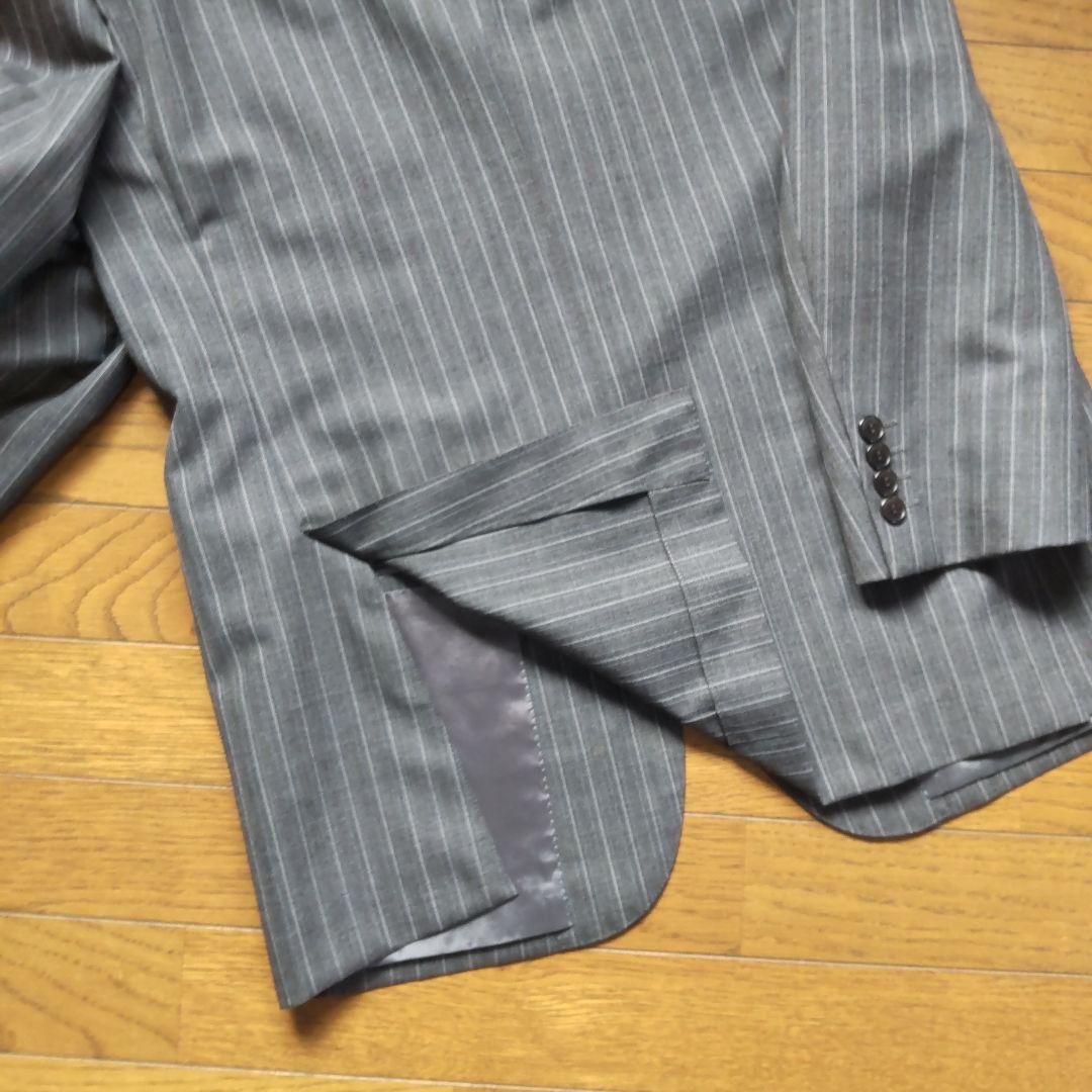 セール！【美品・訳有】【ランバン】スーツ 上下 【日本製】グレー 縦縞