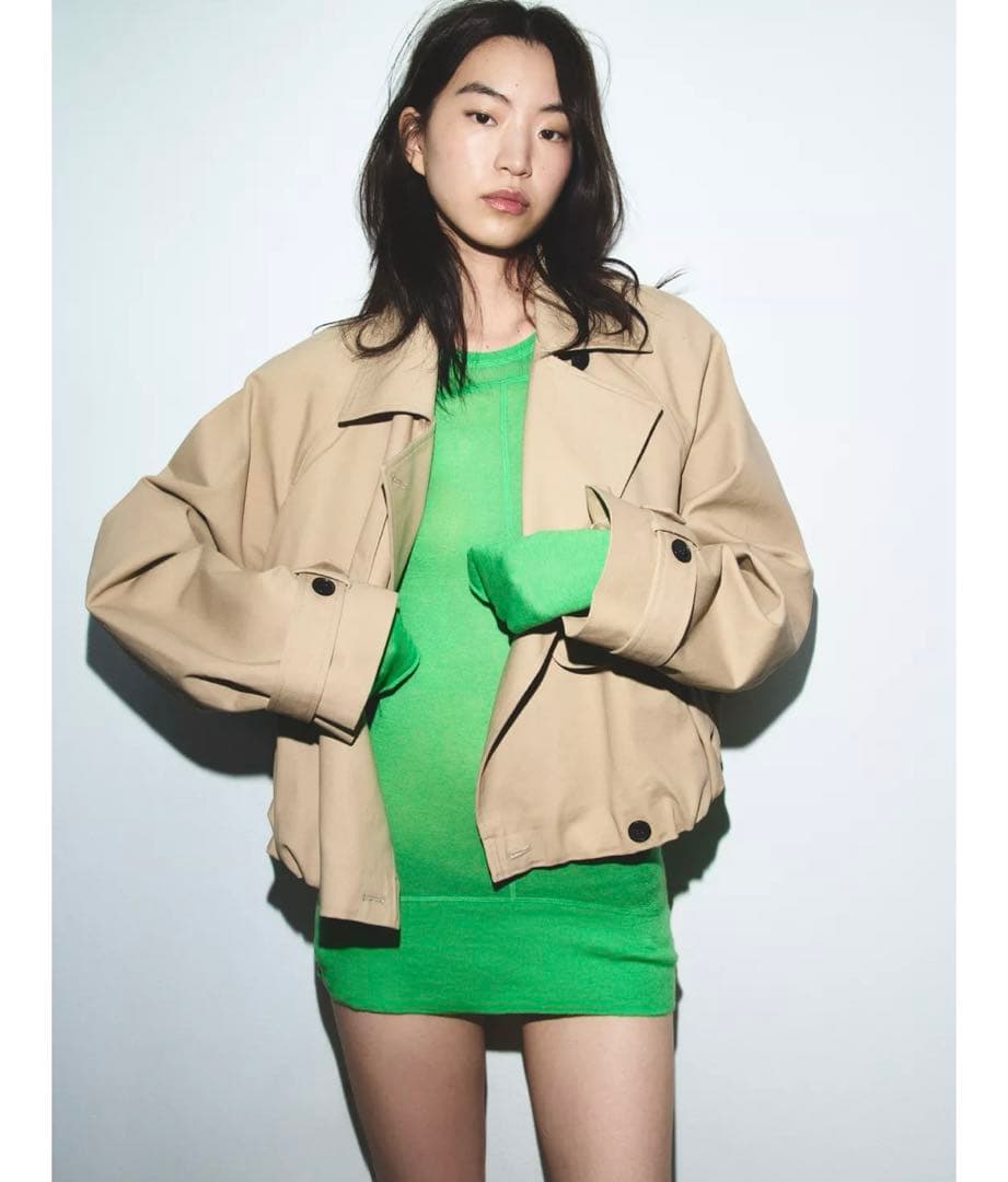 タグ付き新品★ZARAのショートバルーントレンチコート★Lサイズ★コムギ色★完売