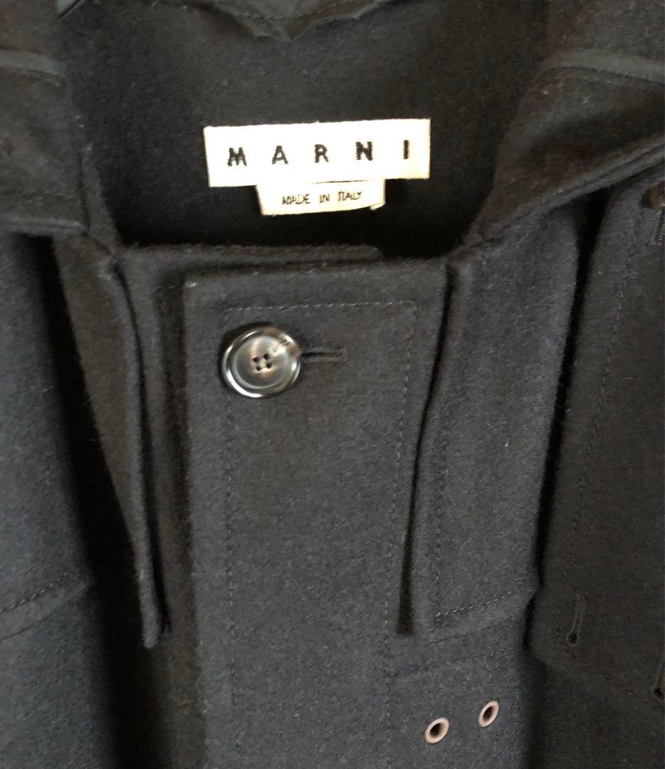 MARNI 美品 黒ロングコート　フード付き