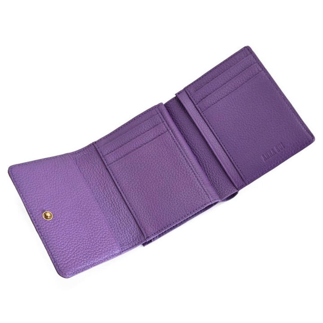 新品ANNA SUIアナスイ　エヴァ　二つ折り財布 パープル　がま口