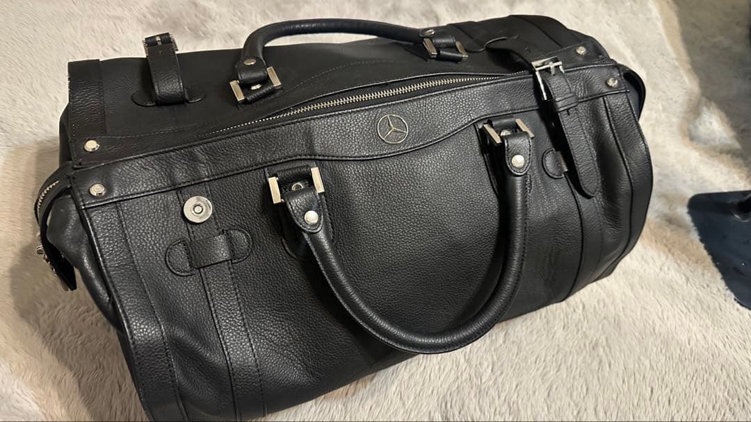 【非売品】ベンツ黒 レザー ボストンバッグ