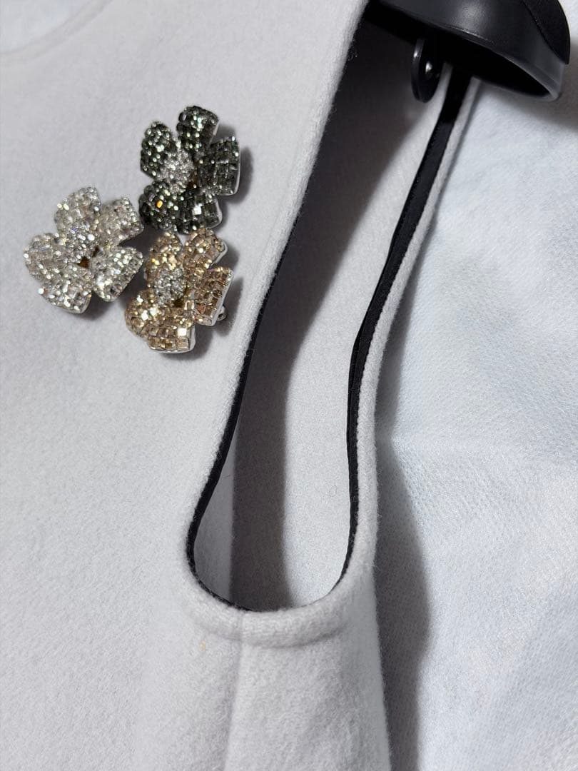 美品 YOKO CHAN パール フレア ウールワンピース 水色 38 定番