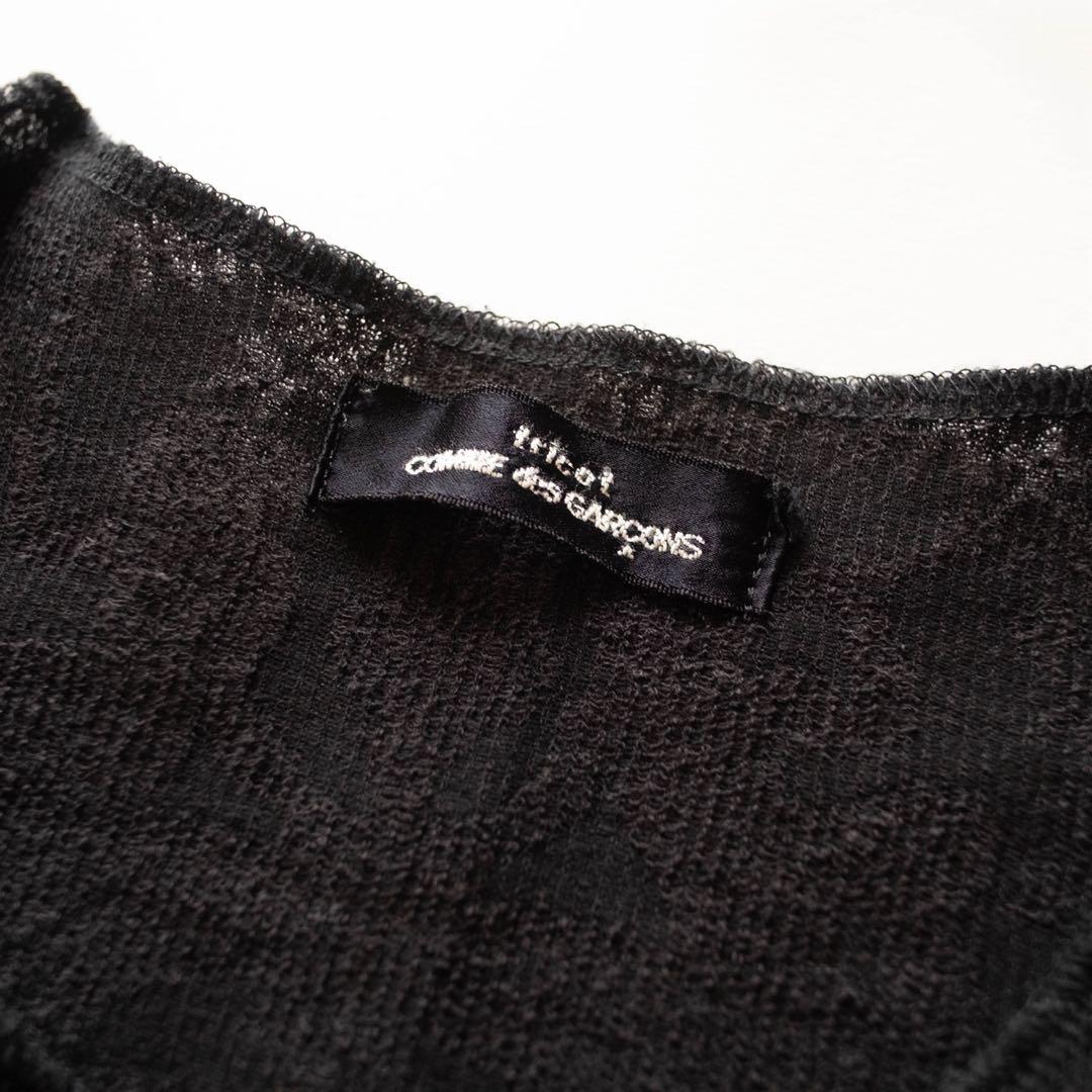 trico COMME des GARÇONS 薄手総柄長袖カーディガン 紺