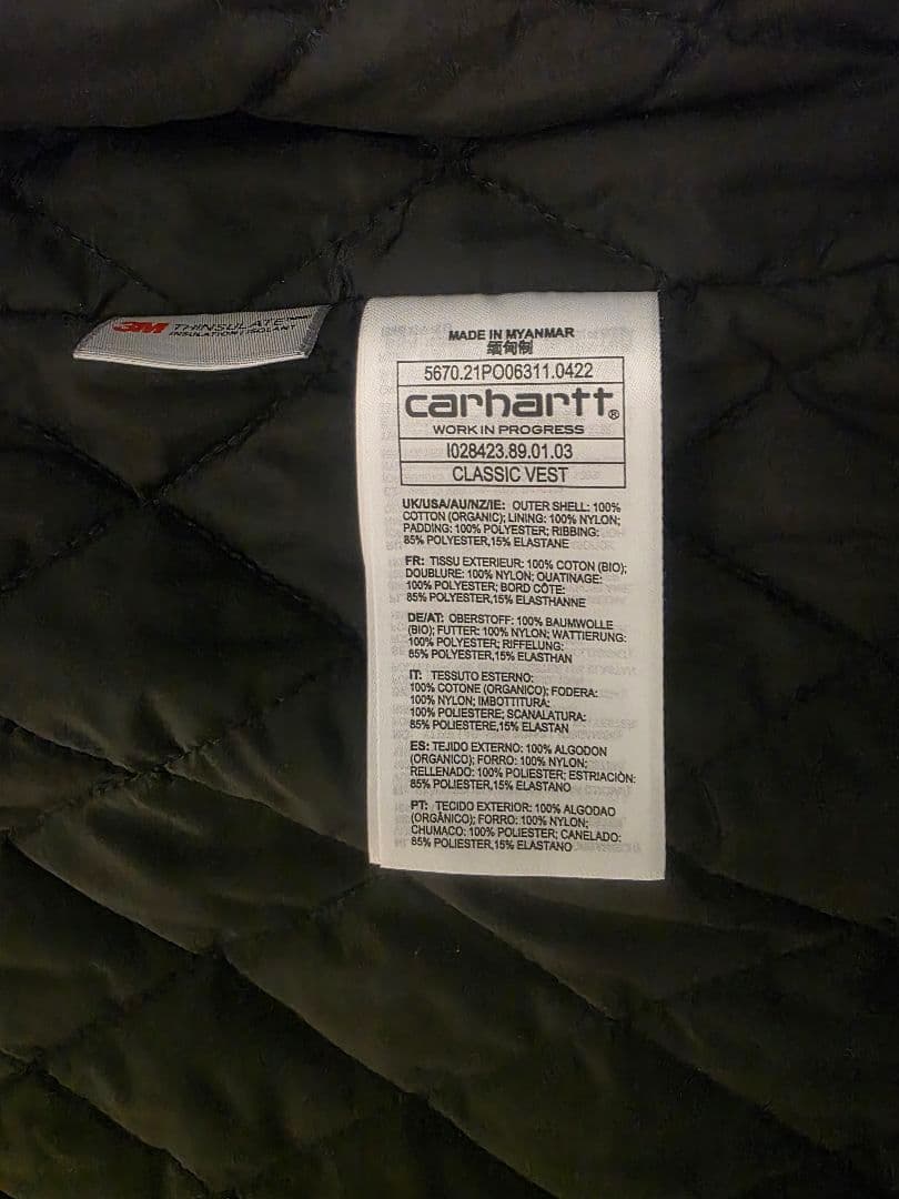 Carhartt ジップアップベスト 黒
