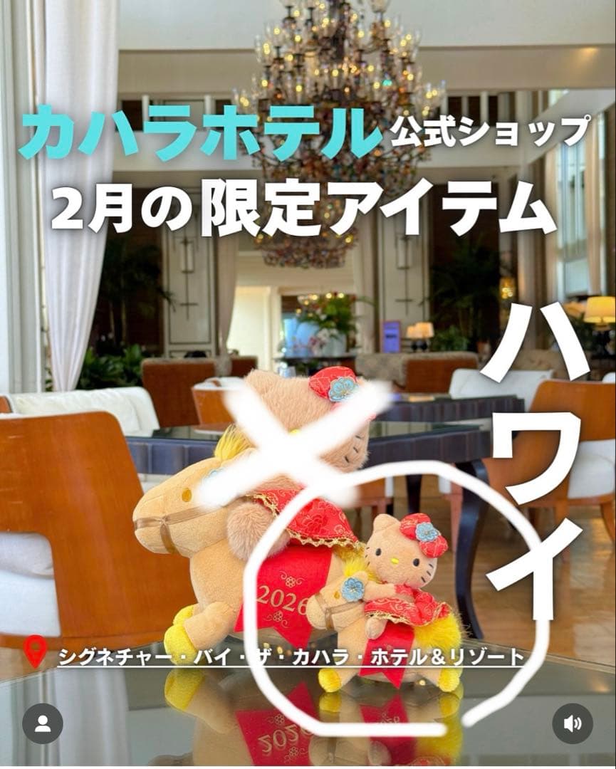 カハラホテル　キティ　馬　新作