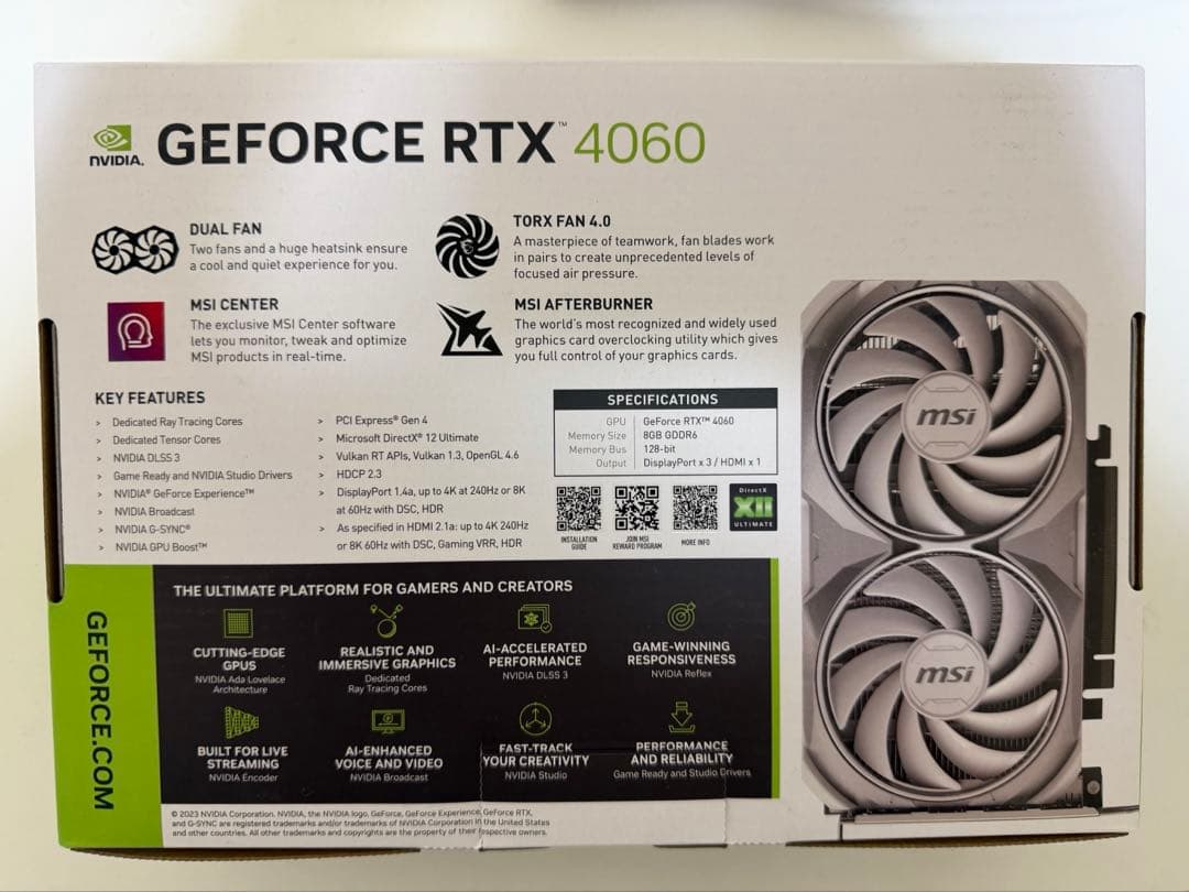 グラフィックボード・グラボ・ビデオカード MSI GeForce RTX 4060 VENTUS 2X