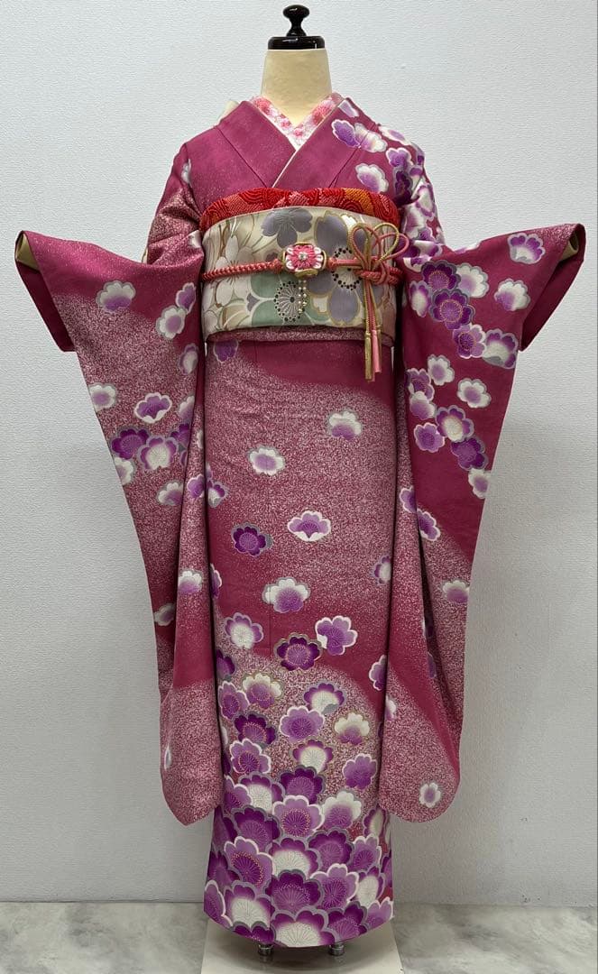 振り袖　フルセット　別誂長襦袢　成人式　たたき染め　金駒刺繍　銀通し　863