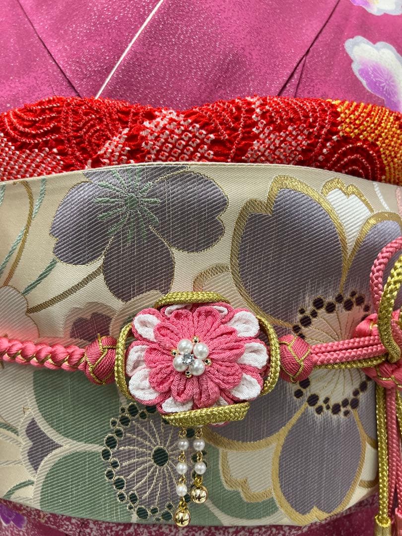 振り袖　フルセット　別誂長襦袢　成人式　たたき染め　金駒刺繍　銀通し　863