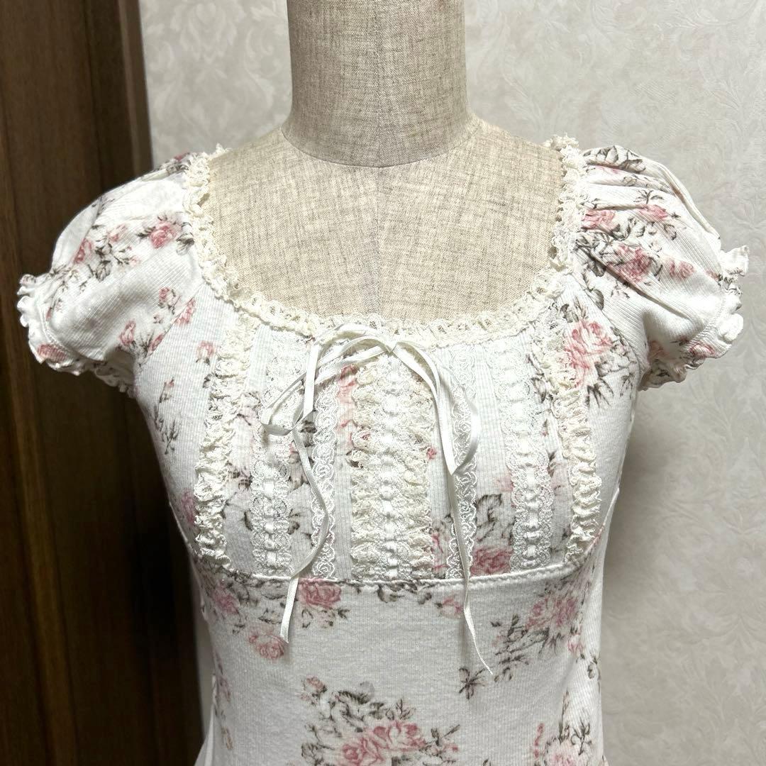 L'EST ROSE 花柄♡レース♡リボン♡パフスリーブ カットソー❤︎可愛い系