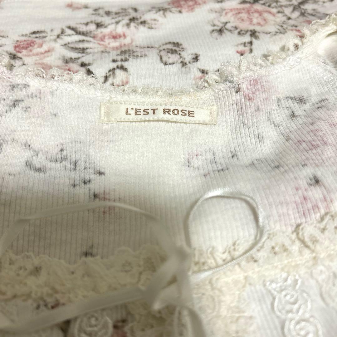 L'EST ROSE 花柄♡レース♡リボン♡パフスリーブ カットソー❤︎可愛い系