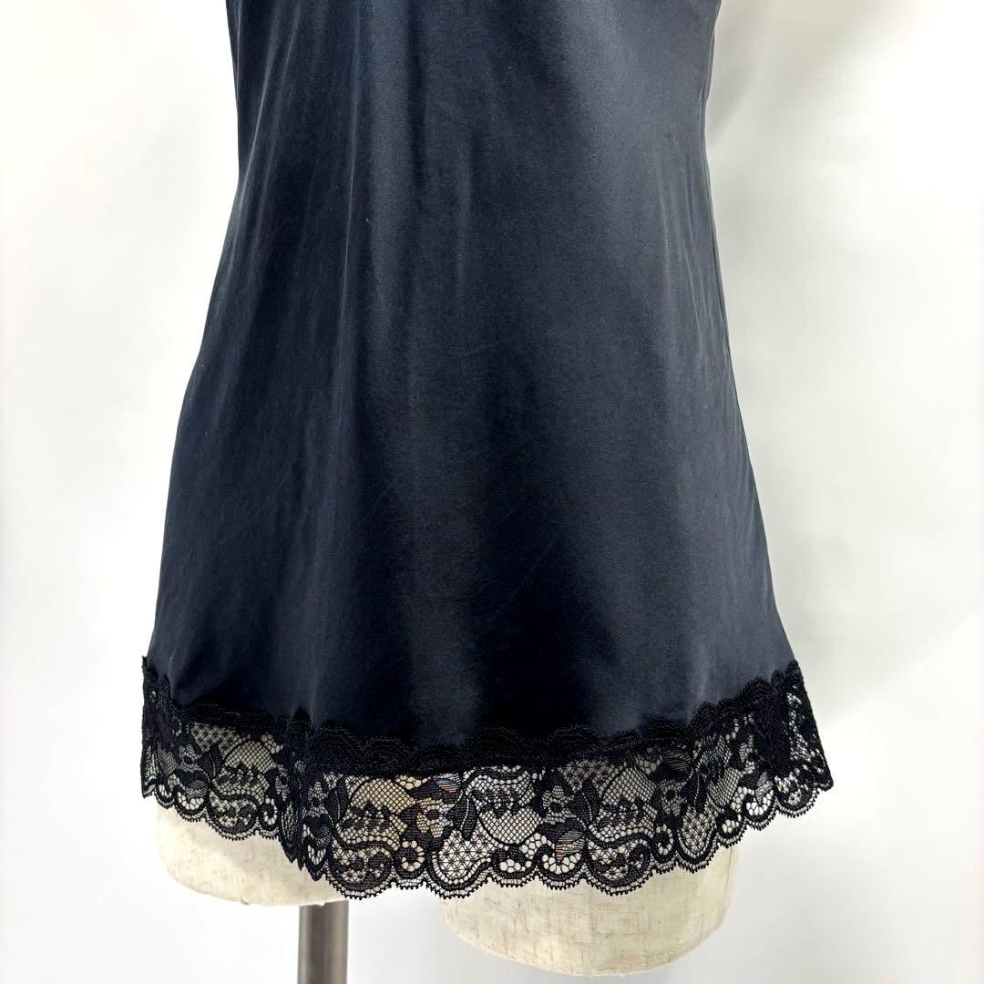 美品　Intimissimi　レース　シルク　キャミソール　肌着　S　ブラック