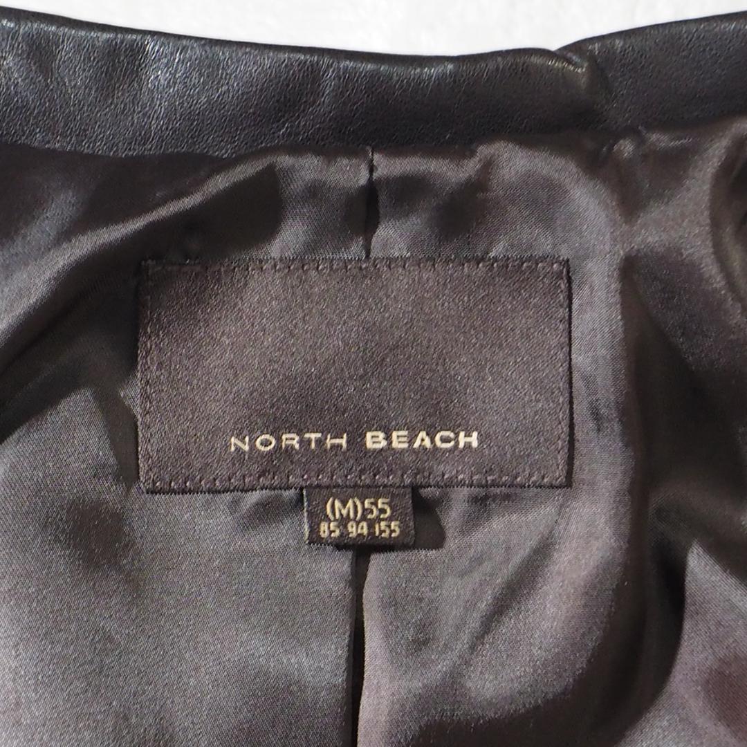 ノースビーチ NORTH BEACH レザーコート ラムスキン ロングコート M