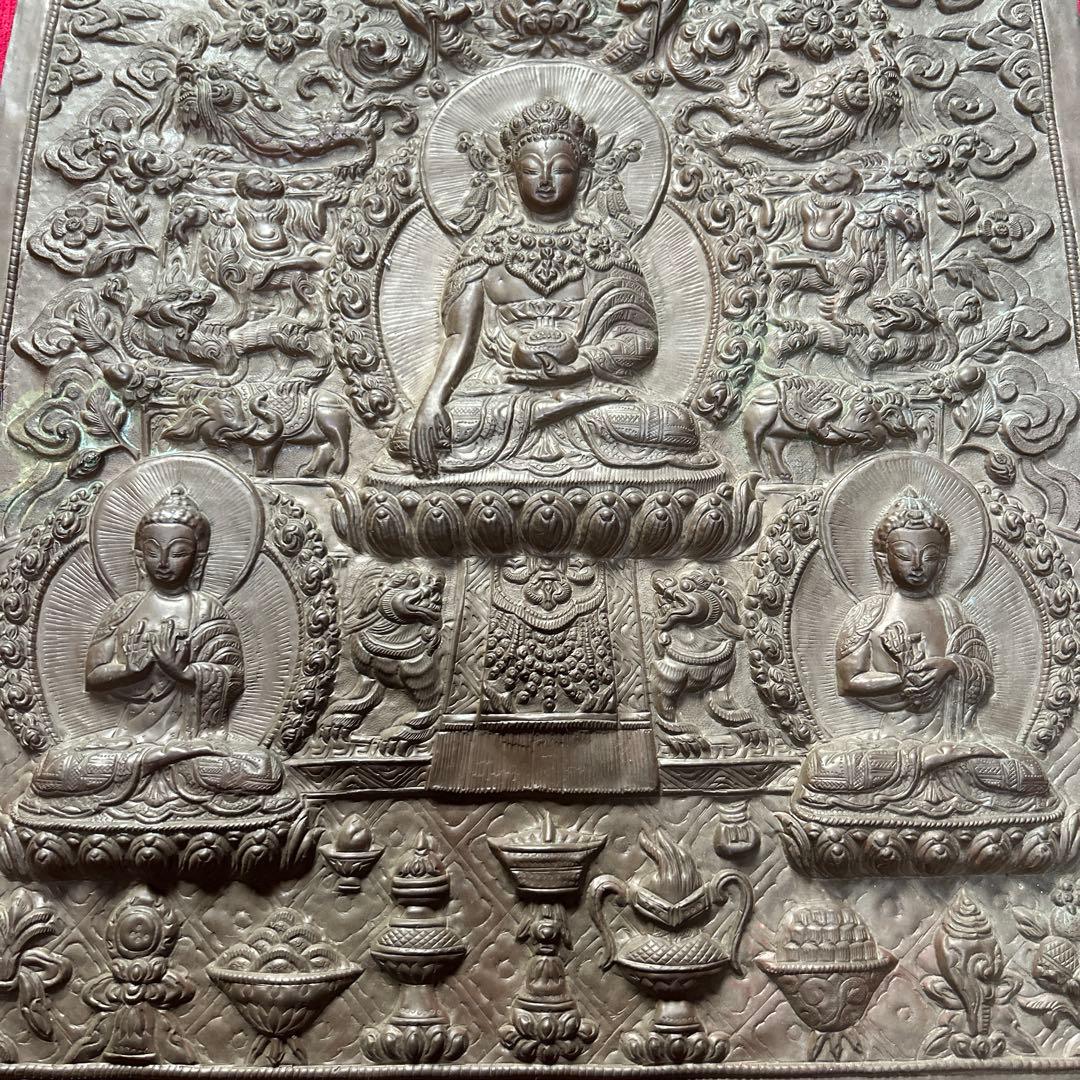 銅板　仏陀三尊