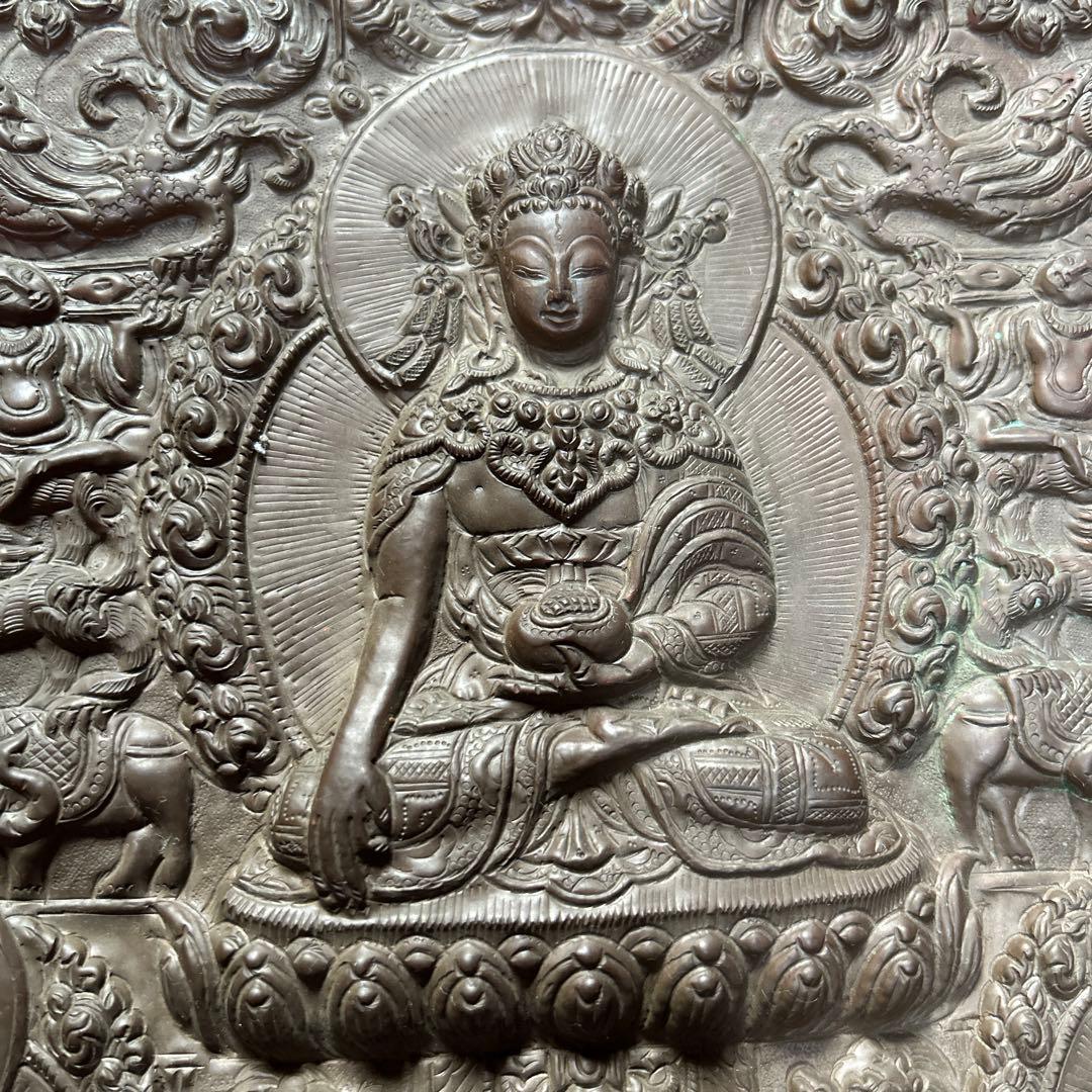銅板　仏陀三尊