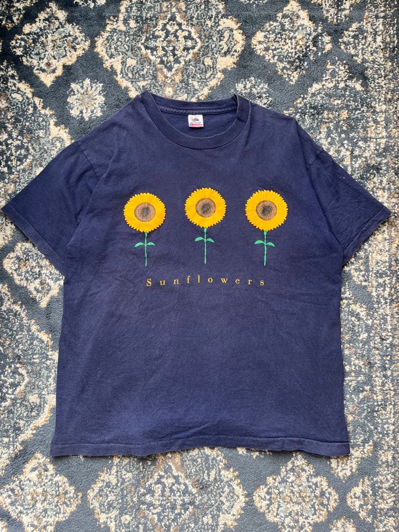 90s USA製 SUNFLOWER ひまわり ネイビー Tシャツ XLサイズ