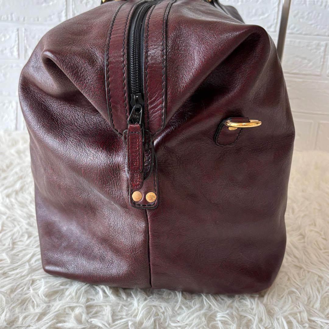 良品✨ ゴールドファイル ボストンバッグ 大容量 手提げ レザー 本革 金具