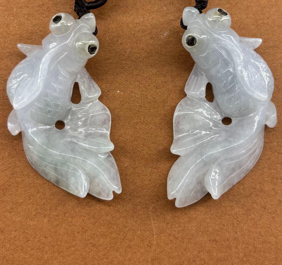 【トゥーハン】翡翠彫刻金魚8ペア16点セット