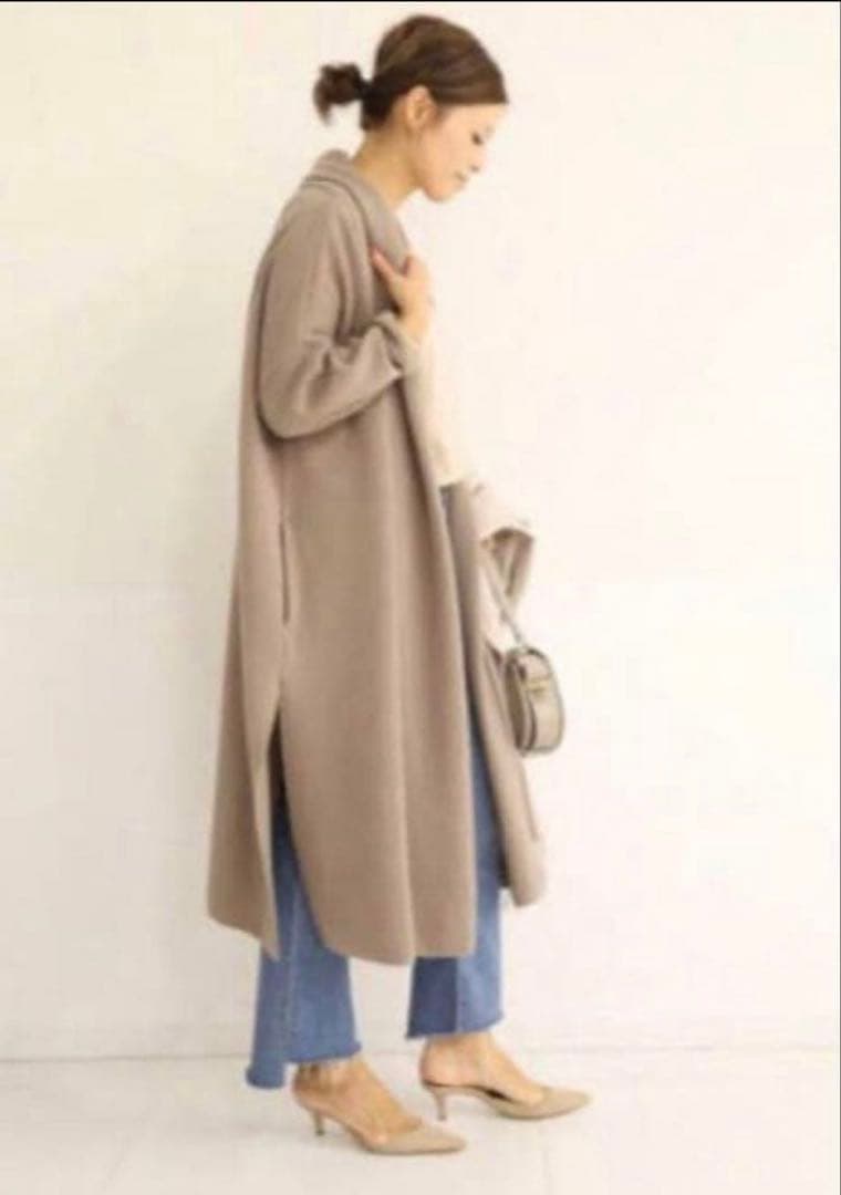 【美品】ドゥーズィエムクラス　MUSE　スムースニットガウンコート　ベージュ