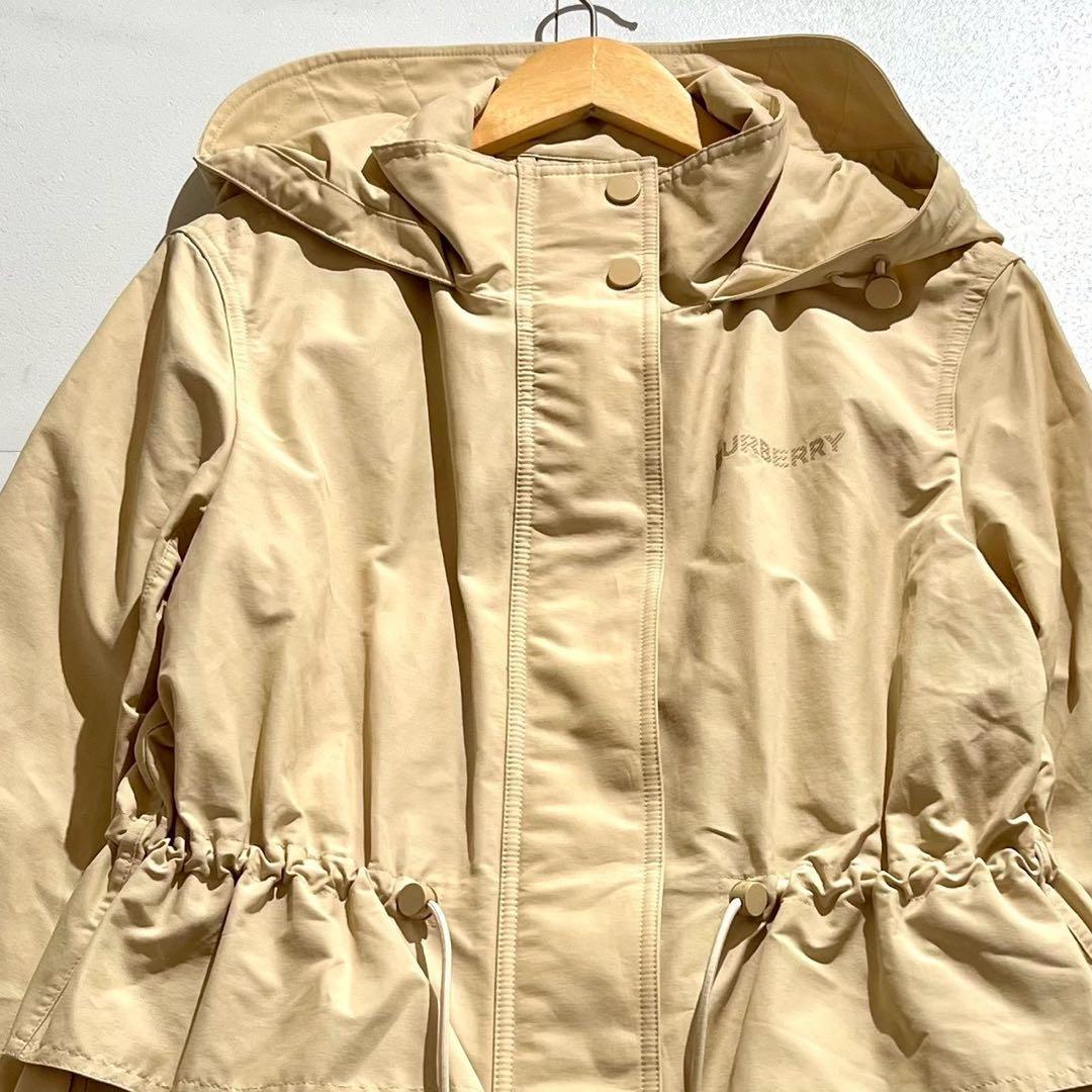 【美品/XL】バーバリーロンドン スプリングコート フード 胸元ロゴ ベージュ系