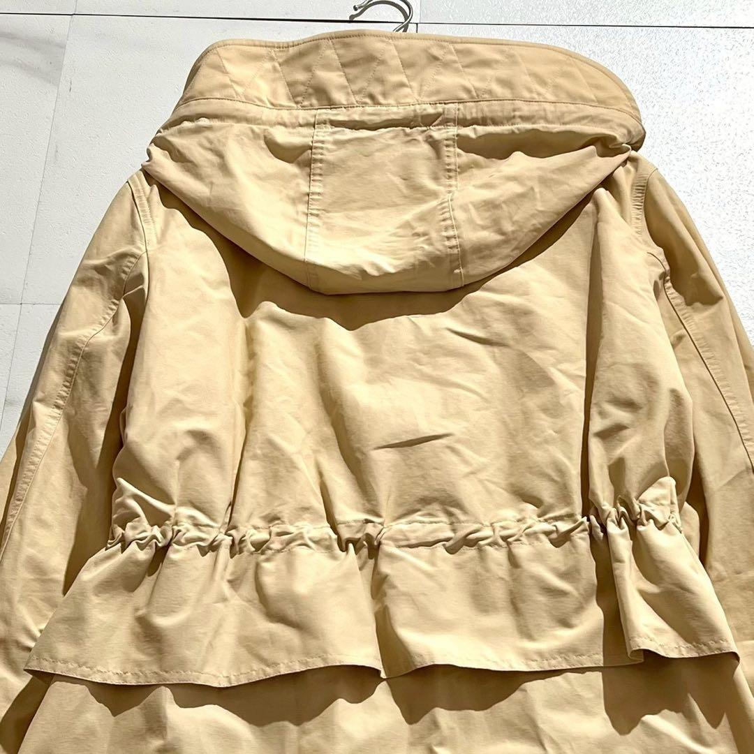 【美品/XL】バーバリーロンドン スプリングコート フード 胸元ロゴ ベージュ系