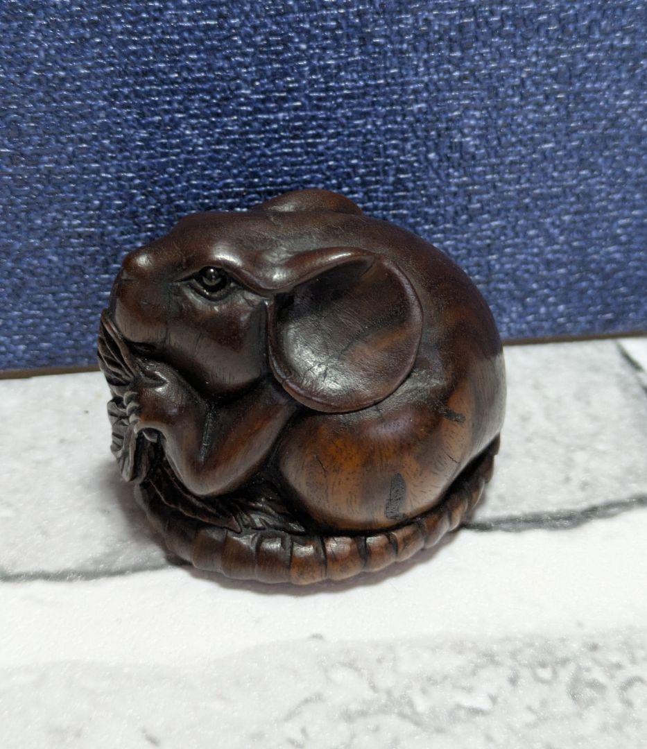 【古美術】「ねずみ型　根付」縁起物 根付 Netsuke 　精密彫刻